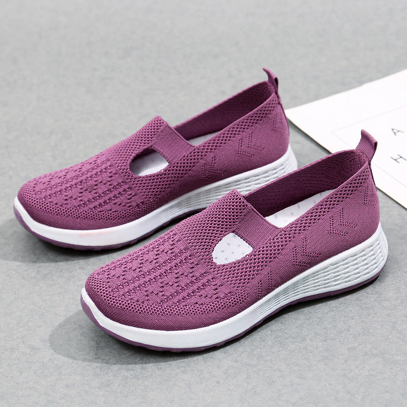 Old Beijing Cloth Shoes Women's Shallow Mouth Mesh Breathable Non-slip Soft Bottom Slip-on Women's Shoes