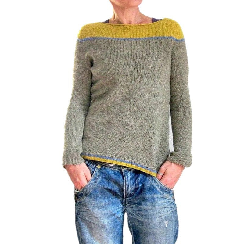 Round Neck Multicolor Loose Fashion Pullover Sweater