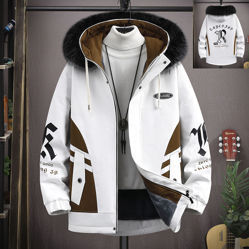 Men's Fashion Velvet Padded Thickened Cotton-padded Coat