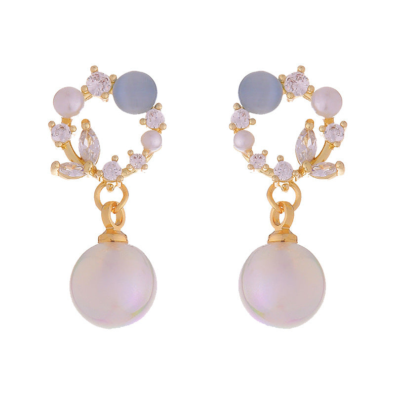 High-Grade Blue Opal Fairy Fish Ji Pearl Stud Earrings