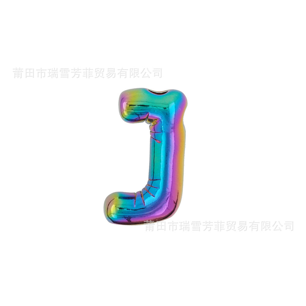 Colorful Balloon Letter Rainbow Couple Necklace Copper Pendant Accessories