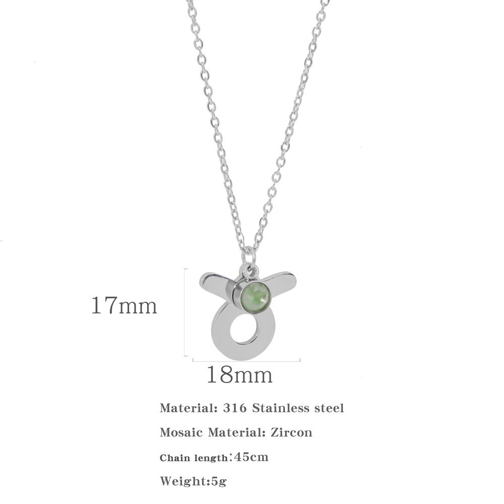 Necklace Stainless Steel Zircon Ornament