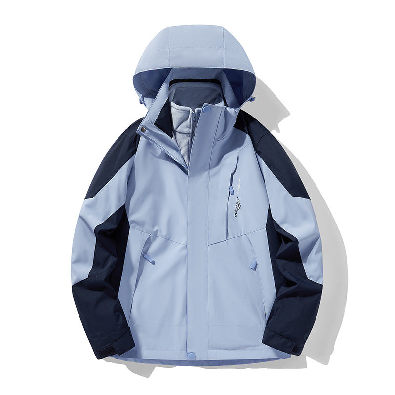 Three-in-one Removable Fleece-lined Thickened Waterproof Windproof Jacket Mountaineering