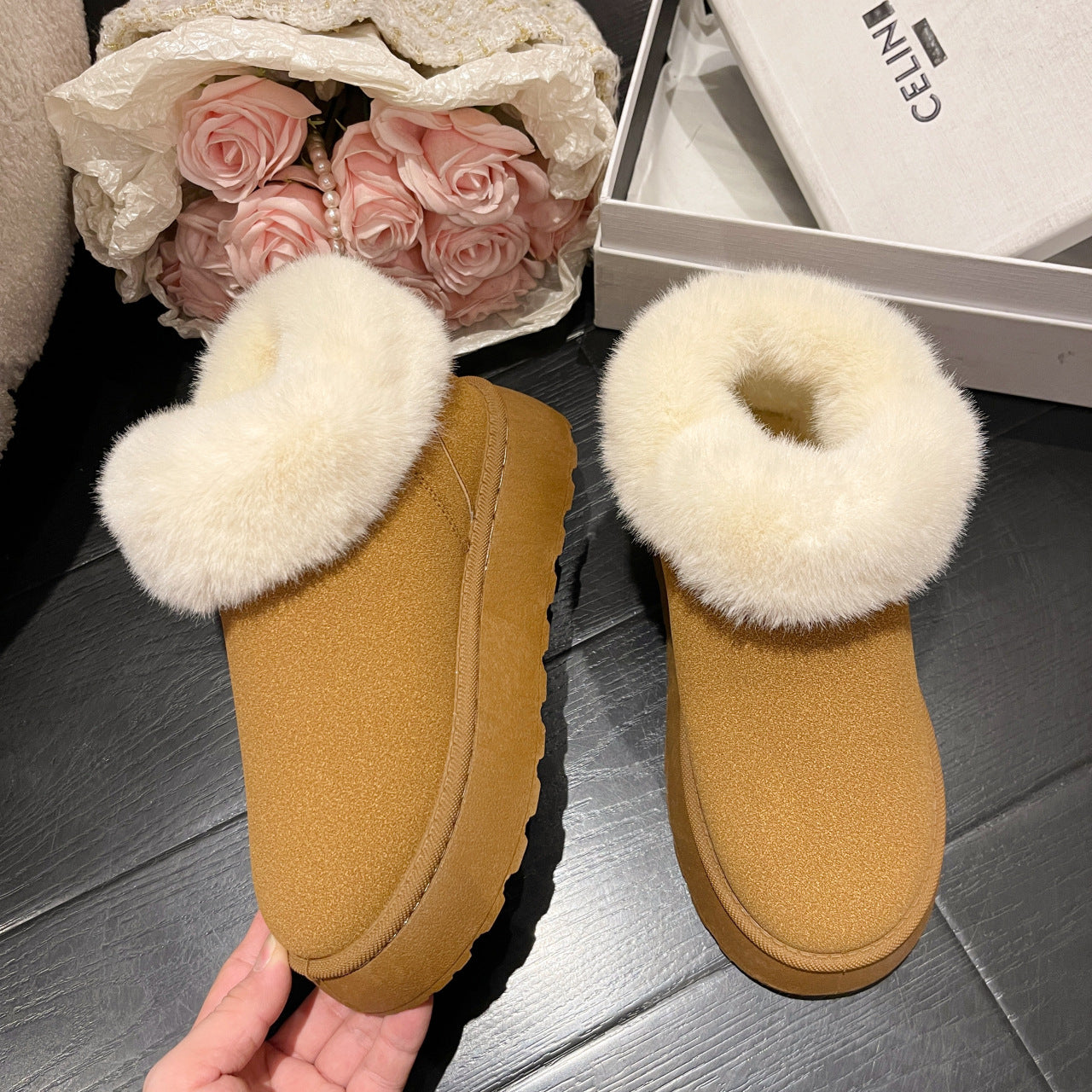 Korean Version Round Toe Slip-on Short Snow Boots