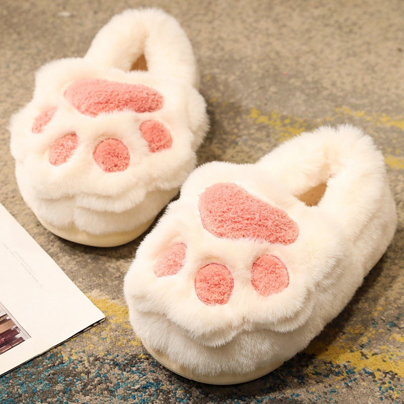 Pantuflas de algodón con garra de gato lindas pantuflas de felpa para mujer