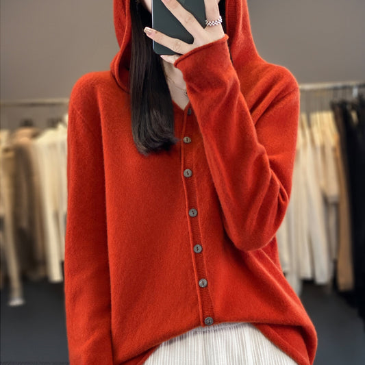 Pure Wool Sweater Women Cardigan Autumn And Winter Sweater