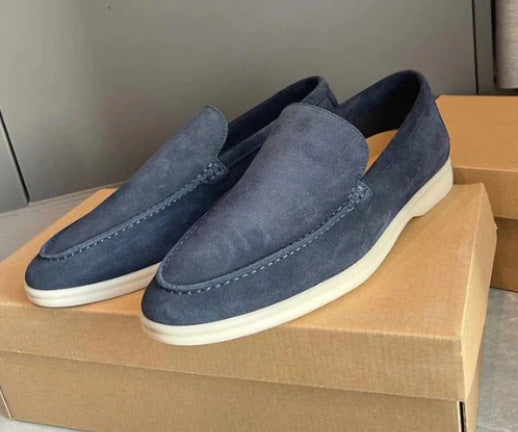 Men's Beef Tendon Soft Soled Flats Comfortable Slip-on Suede Casual Shoes