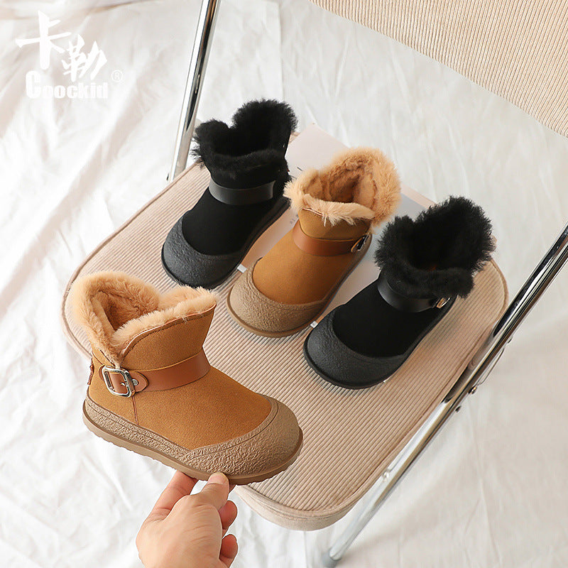 Children's Winter New Fleece-lined Thickening Thermal Cotton Shoes