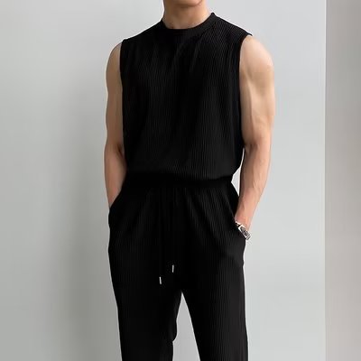 Men's Summer Tank Top Sleeveless T-shirt Sportswear Two-piece Suit