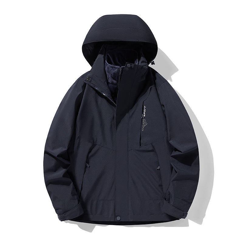 Three-in-one Removable Fleece-lined Thickened Waterproof Windproof Jacket Mountaineering