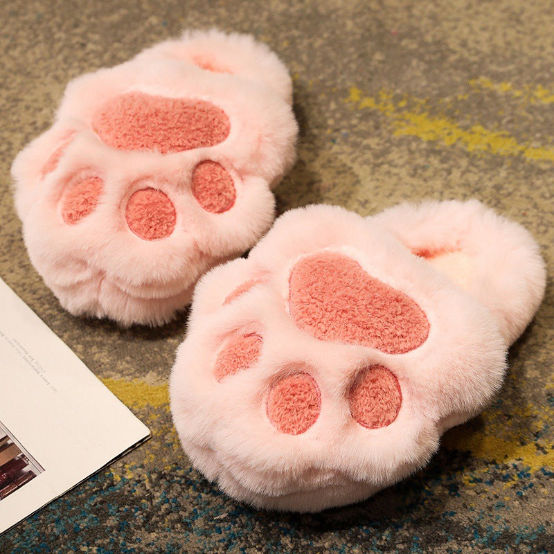 Pantuflas de algodón con garra de gato lindas pantuflas de felpa para mujer