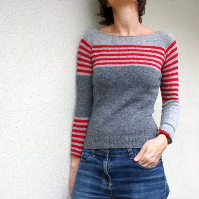 Round Neck Multicolor Loose Fashion Pullover Sweater