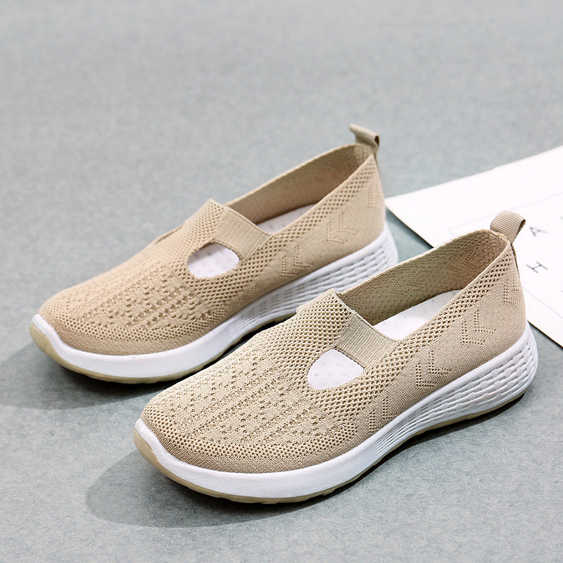 Old Beijing Cloth Shoes Women's Shallow Mouth Mesh Breathable Non-slip Soft Bottom Slip-on Women's Shoes