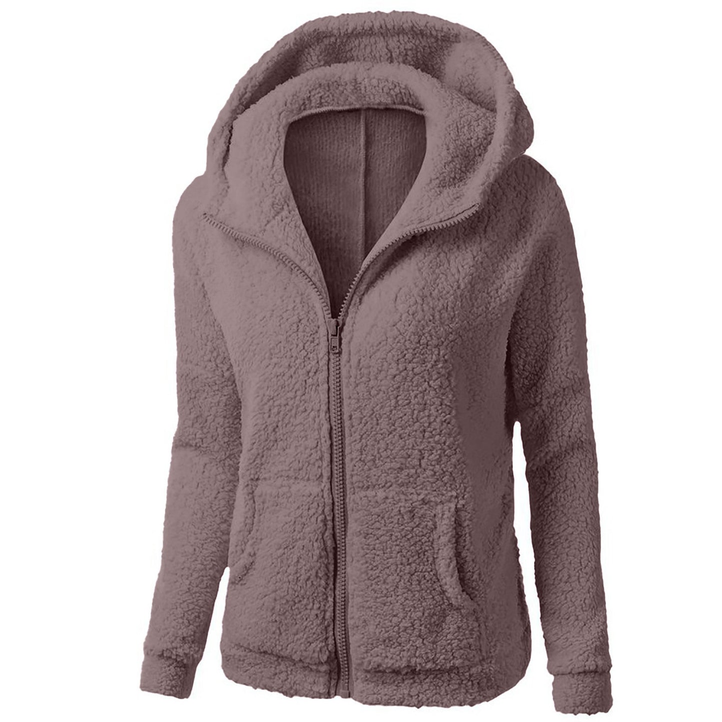 Fashion Zipper Hooded Fleece Shirt Sweater For Women