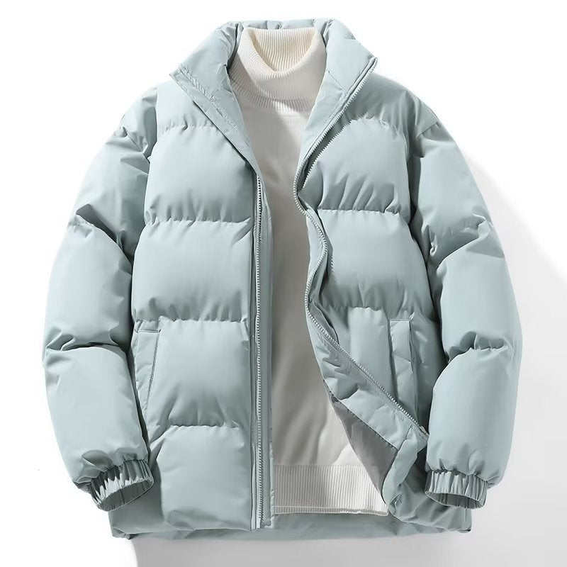 Solid Color Simple Stand-up Collar Thick Cotton-padded Jacket