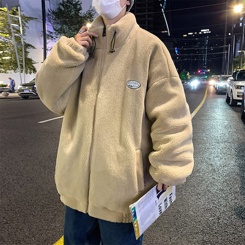 Men's Fashionable Warm Stand Collar Polar Fleece Jacket Product information: Pattern: solid color Color: black, khaki, Blue Suitable for people: Teenagers Size: M,L,XL,2XL,3XL Lining composition: Polyester Fiber (polyester) Fabric name: cotton blend Main