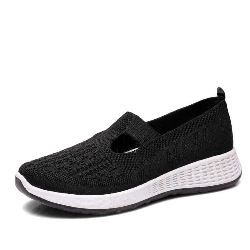 Old Beijing Cloth Shoes Women's Shallow Mouth Mesh Breathable Non-slip Soft Bottom Slip-on Women's Shoes