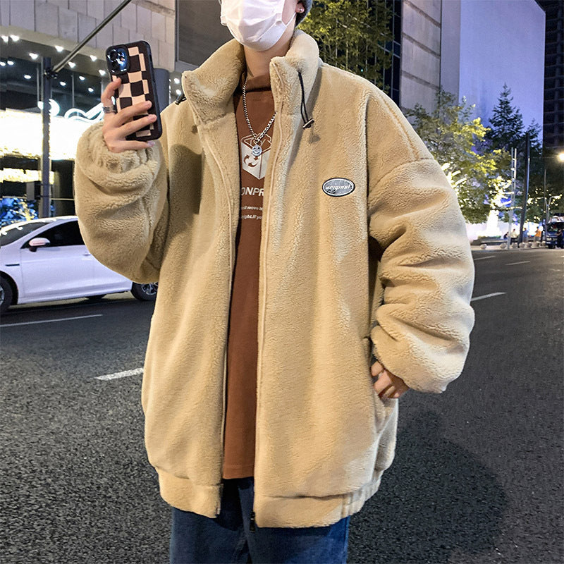 Men's Fashionable Warm Stand Collar Polar Fleece Jacket Product information: Pattern: solid color Color: black, khaki, Blue Suitable for people: Teenagers Size: M,L,XL,2XL,3XL Lining composition: Polyester Fiber (polyester) Fabric name: cotton blend Main