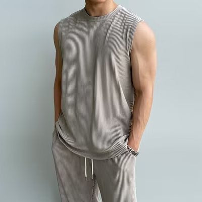 Men's Summer Tank Top Sleeveless T-shirt Sportswear Two-piece Suit