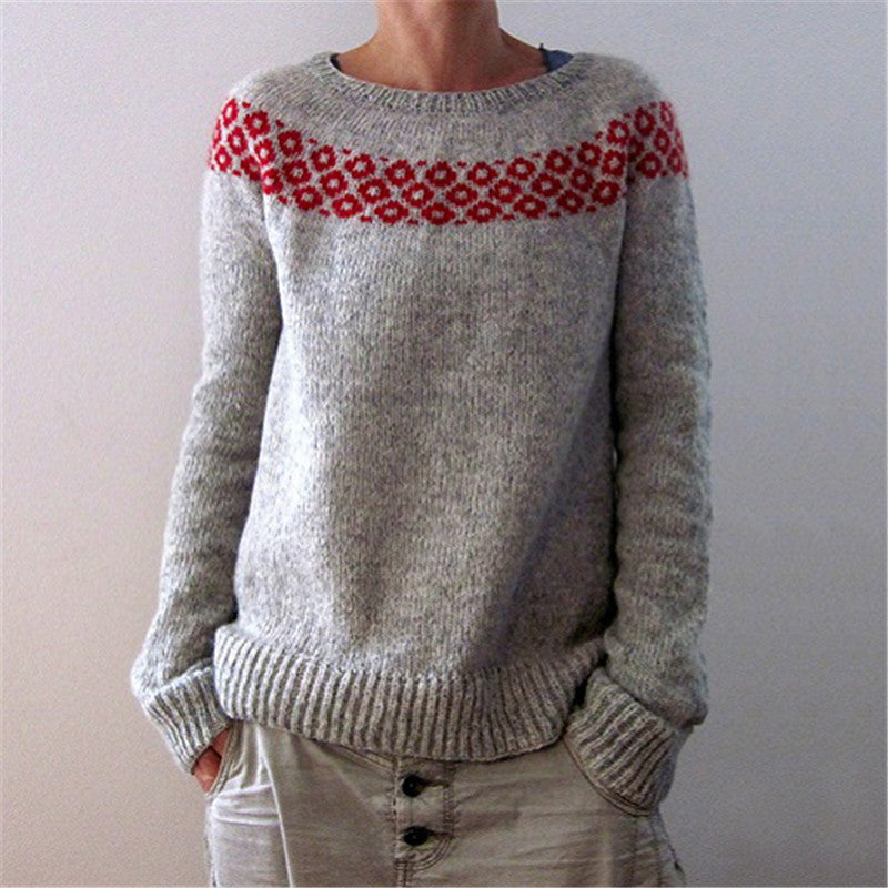 Round Neck Multicolor Loose Fashion Pullover Sweater