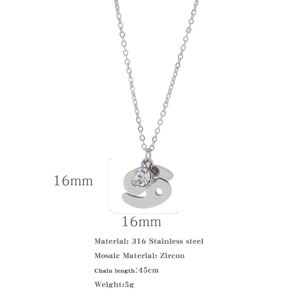 Necklace Stainless Steel Zircon Ornament