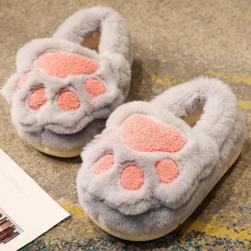 Pantuflas de algodón con garra de gato lindas pantuflas de felpa para mujer