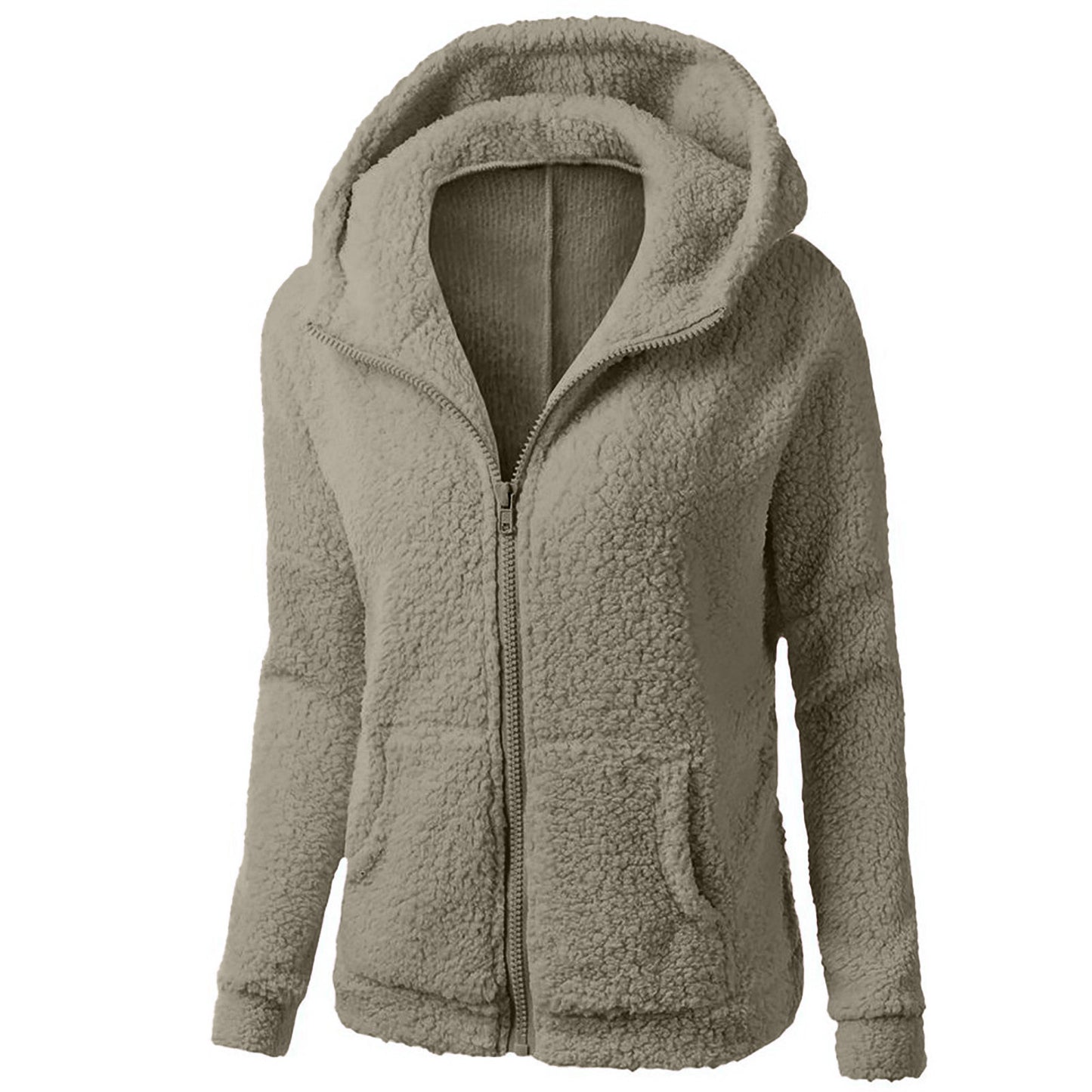 Fashion Zipper Hooded Fleece Shirt Sweater For Women