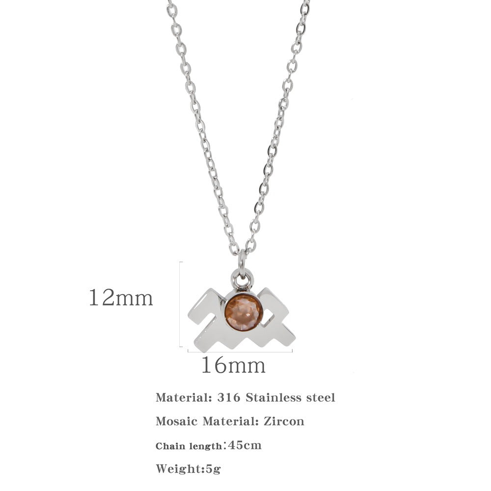 Necklace Stainless Steel Zircon Ornament