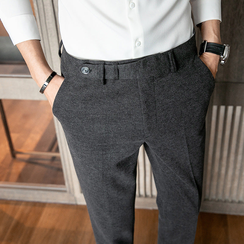 Slim-fit Thickened Autumn And Winter Wool Small Suit Pants