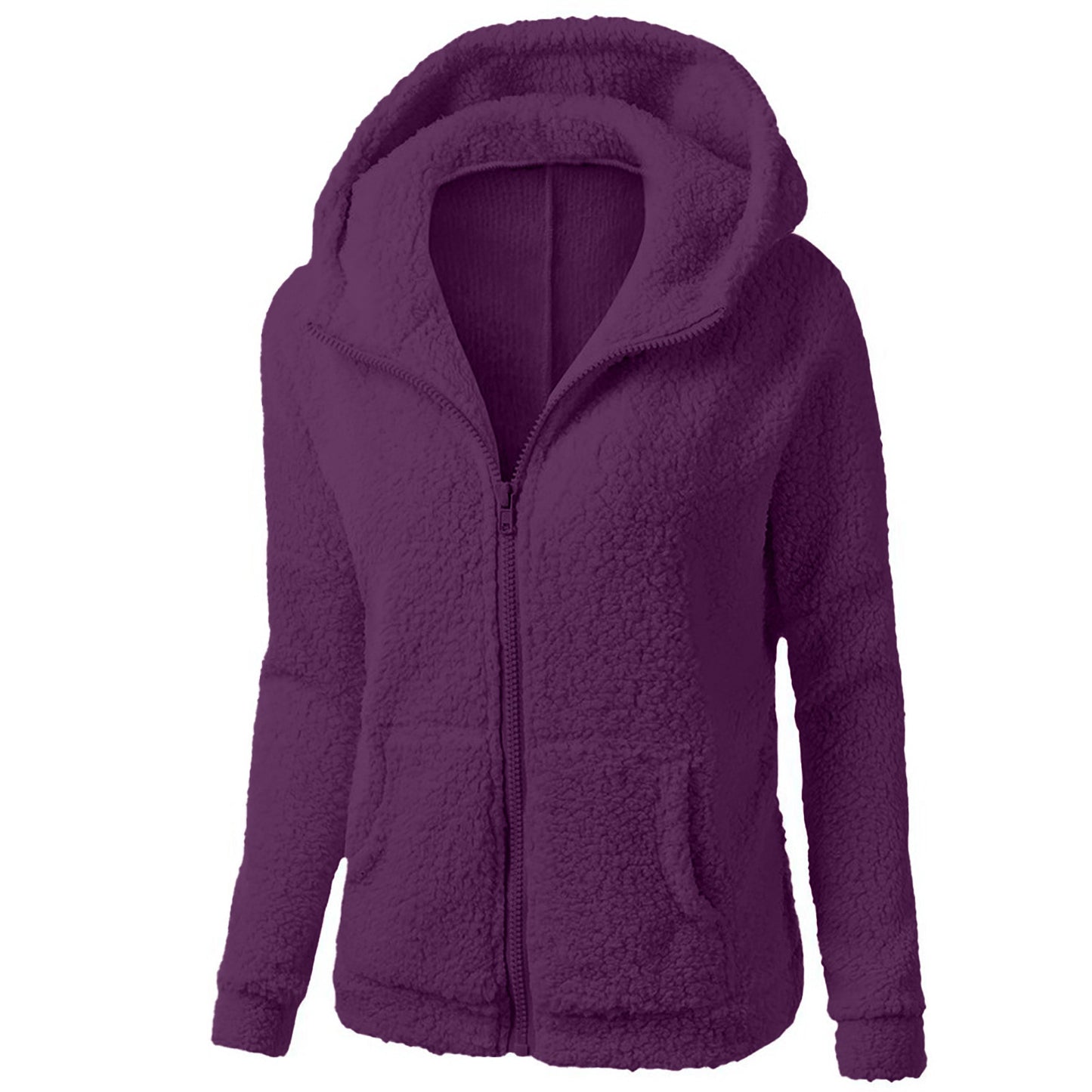 Fashion Zipper Hooded Fleece Shirt Sweater For Women