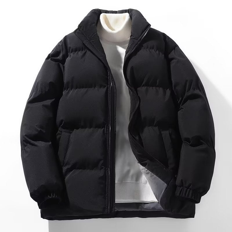 Solid Color Simple Stand-up Collar Thick Cotton-padded Jacket