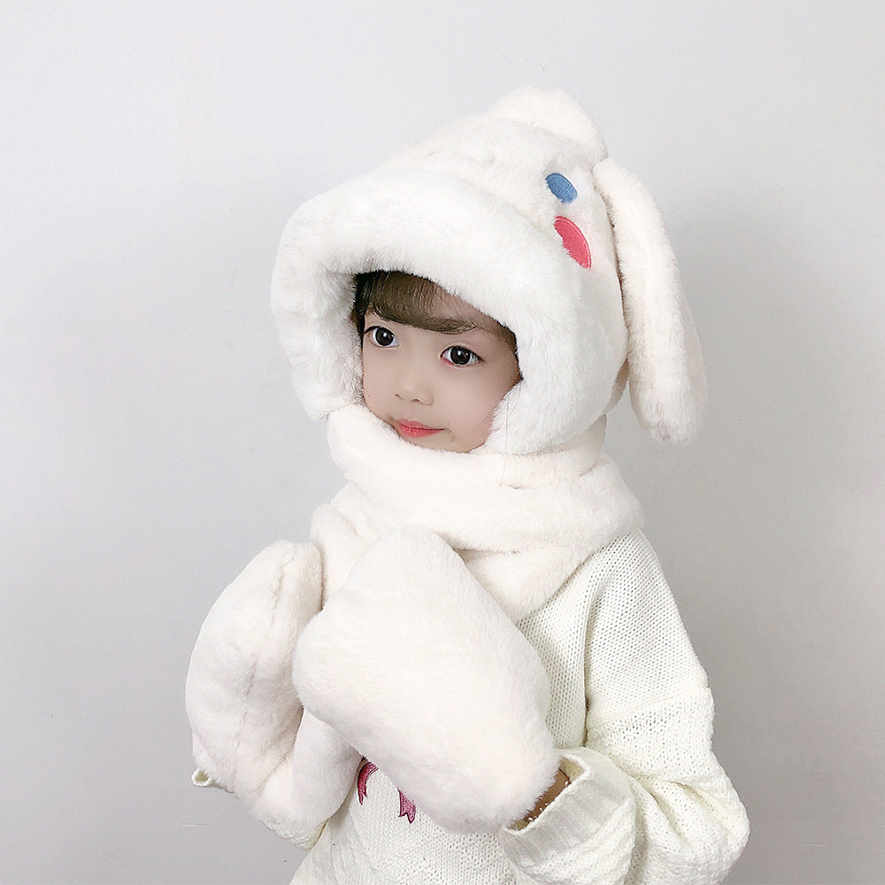 Children's Hat Scarf Gloves One-piece Hat