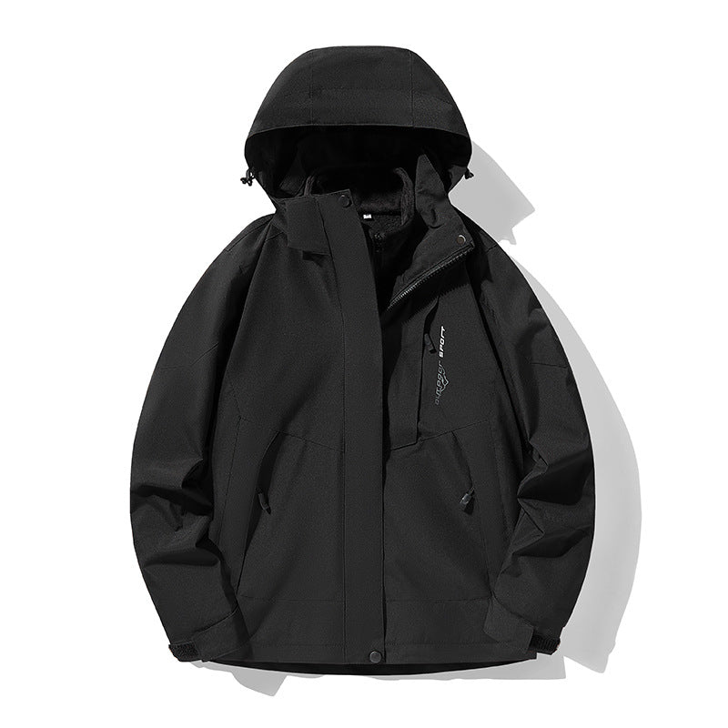 Three-in-one Removable Fleece-lined Thickened Waterproof Windproof Jacket Mountaineering