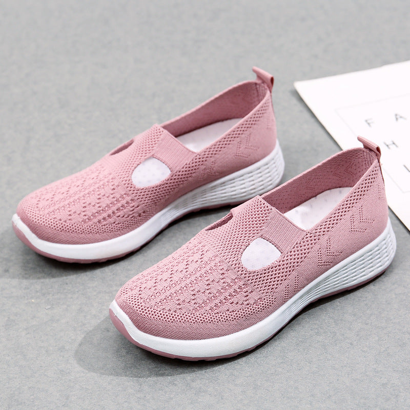 Old Beijing Cloth Shoes Women's Shallow Mouth Mesh Breathable Non-slip Soft Bottom Slip-on Women's Shoes