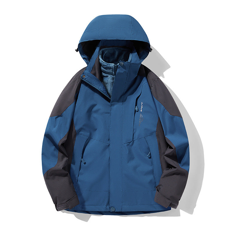 Three-in-one Removable Fleece-lined Thickened Waterproof Windproof Jacket Mountaineering