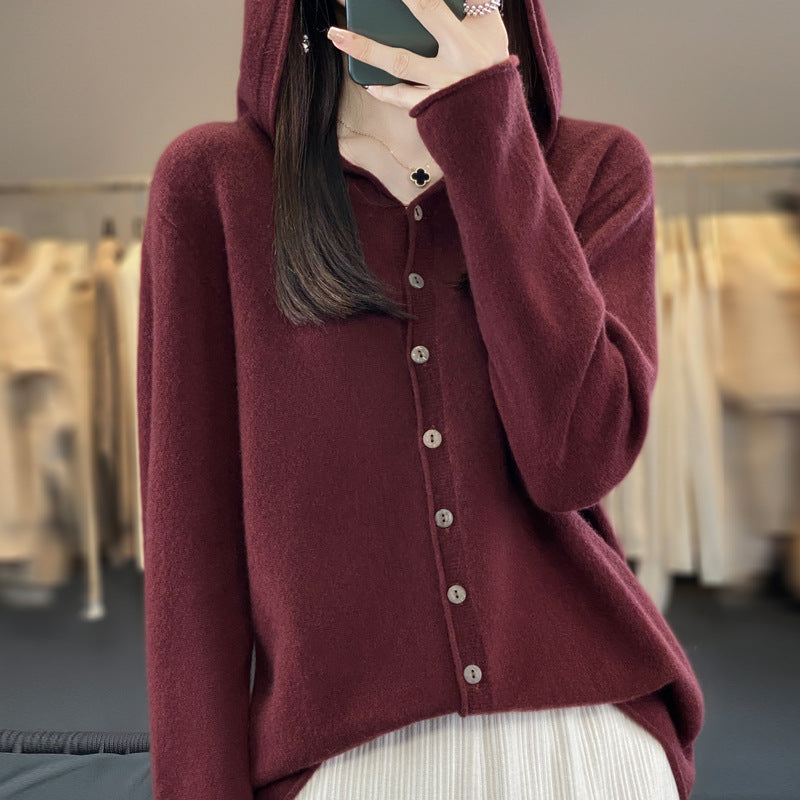 Pure Wool Sweater Women Cardigan Autumn And Winter Sweater