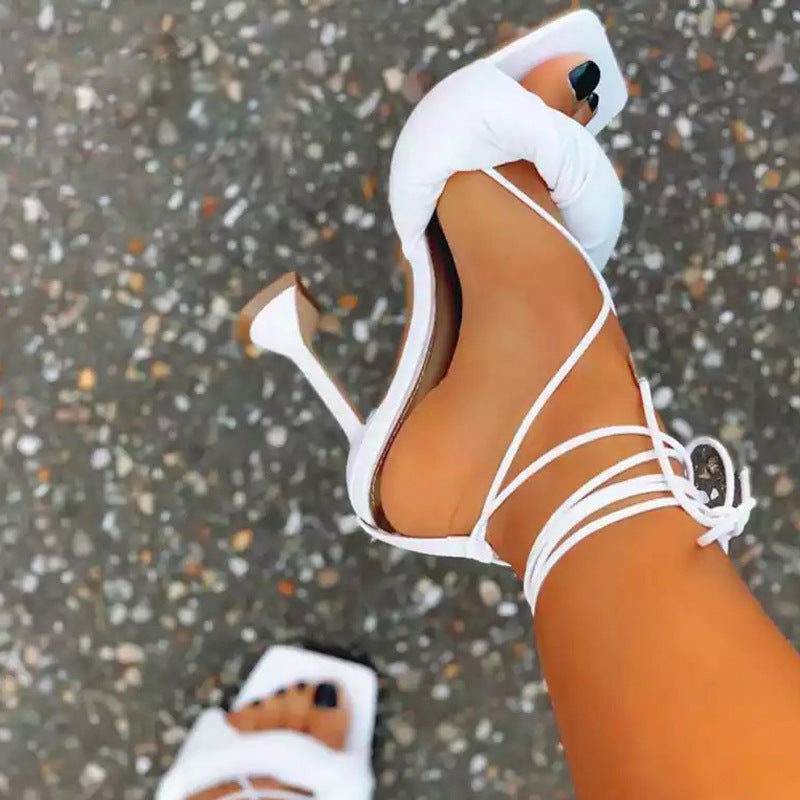 Women's Stiletto Sandals Strap Fish Mouth White Summer Outer Wear