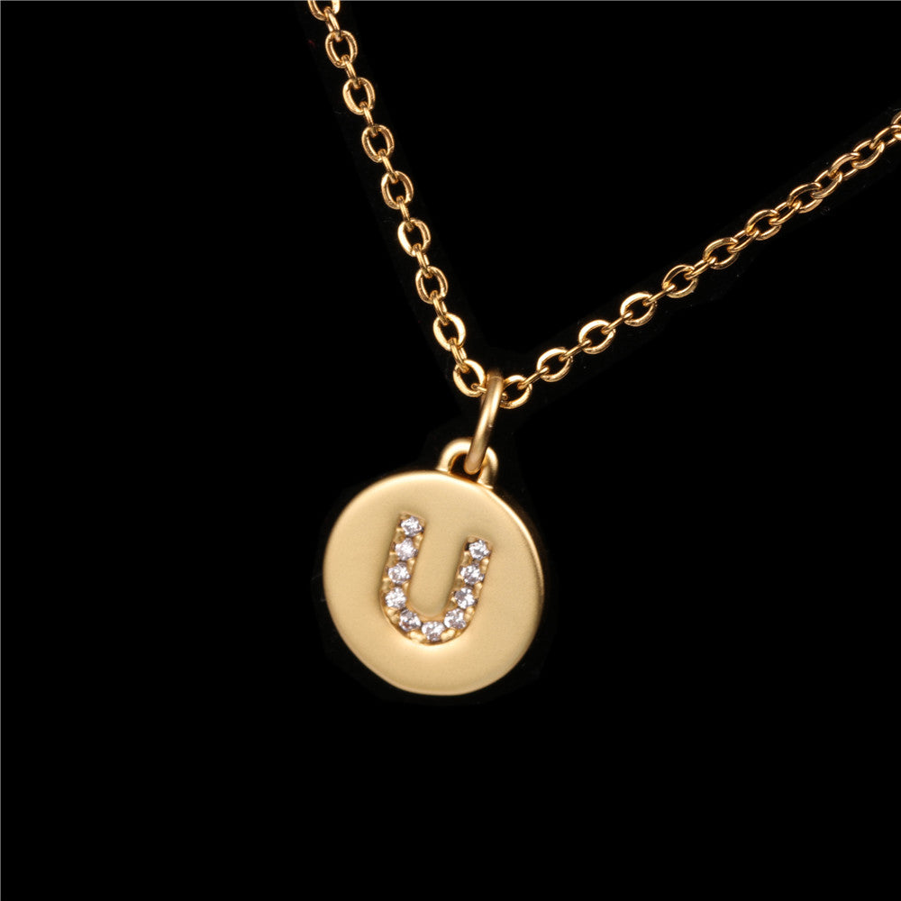 26 English Letter Pendant With Diamond Frosted Matte