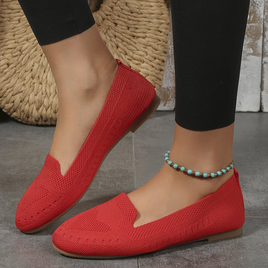 Women's Fashion Round Toe Flat Bottom Flying Woven Shoes