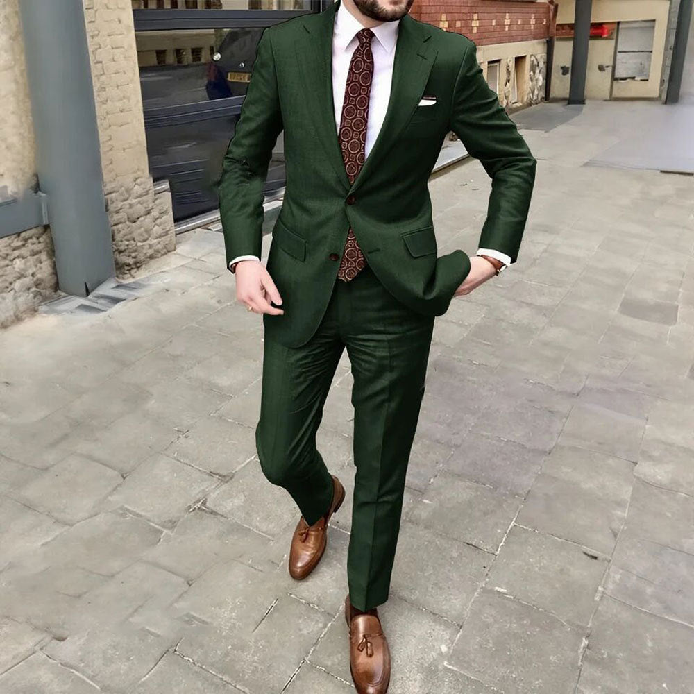 Men's Slim Fit Business Dress Two Button Set