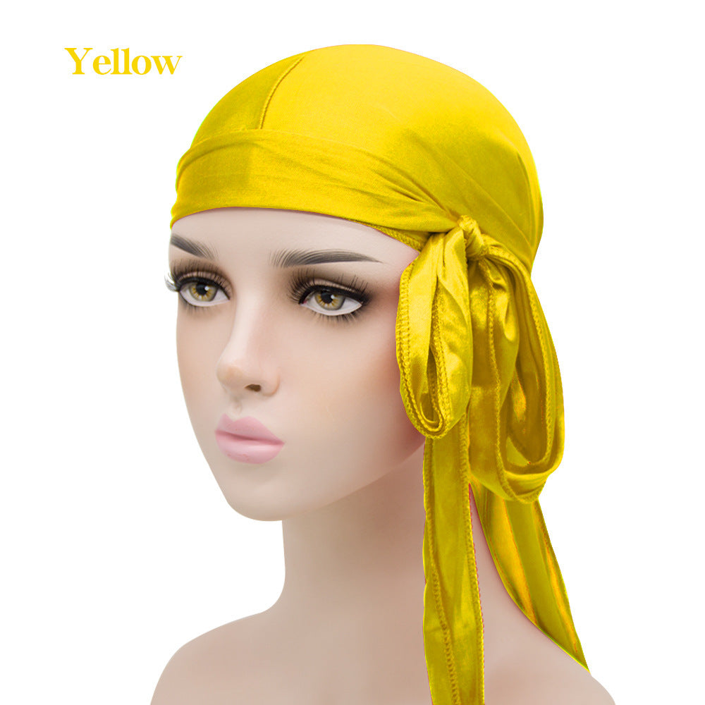 Imitation Silk Long Tail Turban Hat Silk Pirate Hat