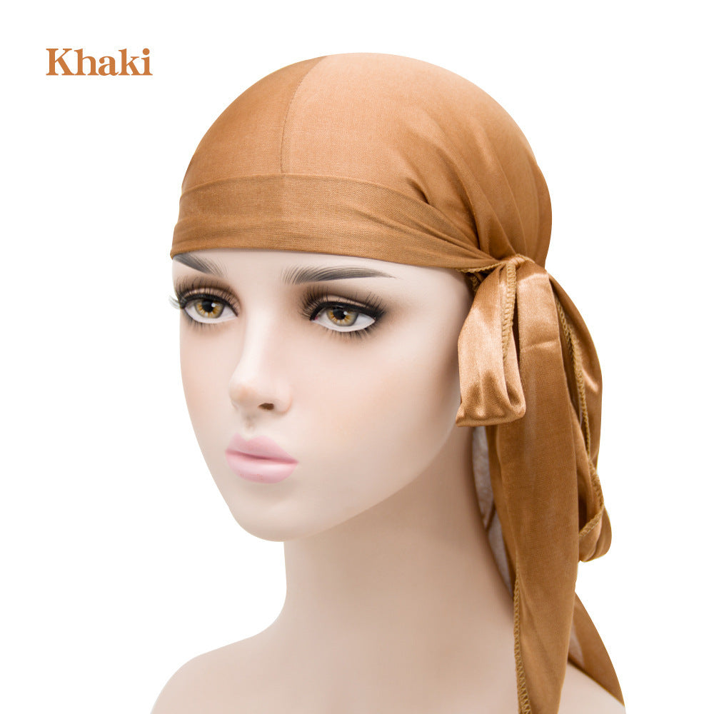 Imitation Silk Long Tail Turban Hat Silk Pirate Hat