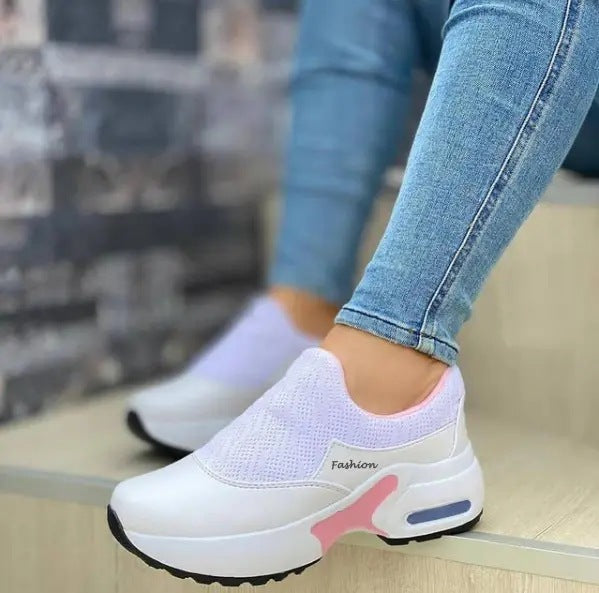 Flat Platform Sneakers With Flying Woven Daddy Shoes