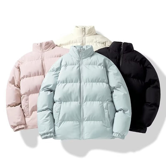 Solid Color Simple Stand-up Collar Thick Cotton-padded Jacket