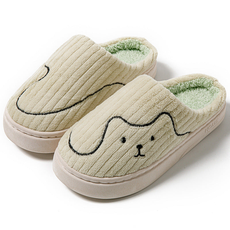 Striped Cat Slippers Indoor Couple Non-slip Floor Bedroom Slipper Winter Warm Plush House Shoes Women Men