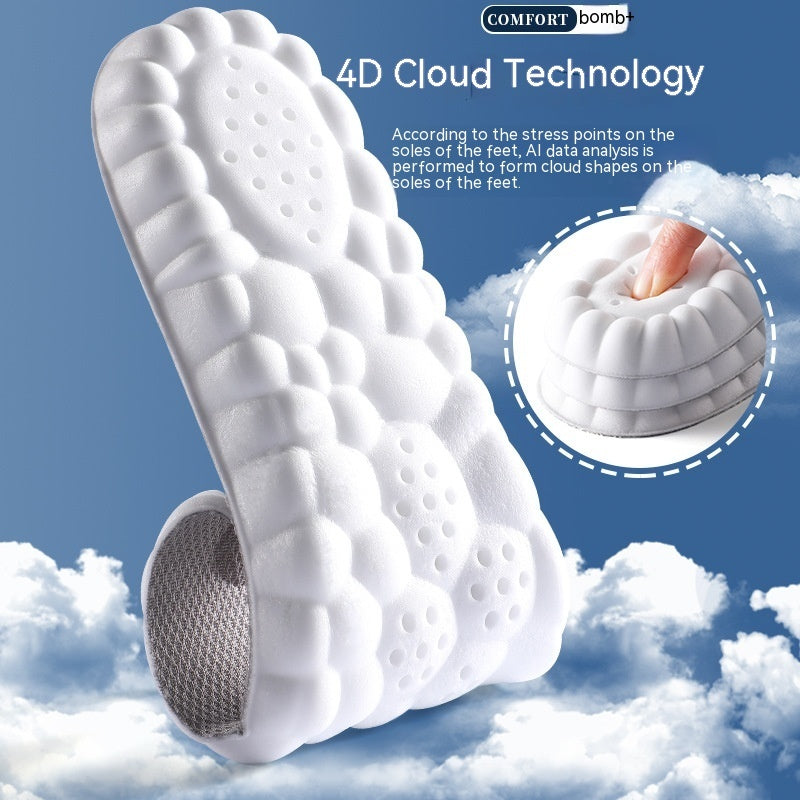 4D Cloud Technology Pu Massage Instep Insole High Elastic Shock Absorption