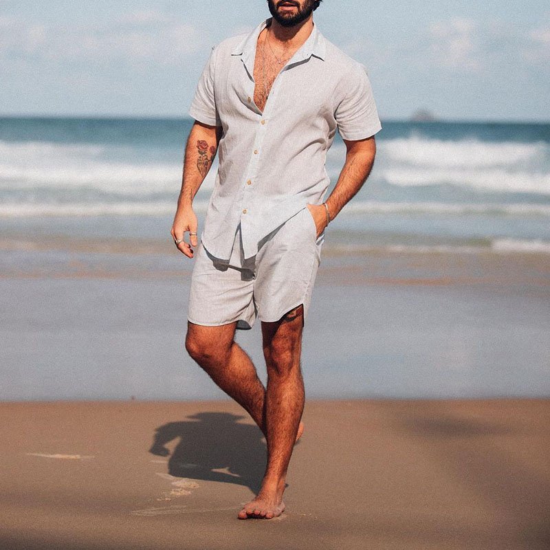 Loose Shirt Casual Men's Shorts Short Sleeve Suit