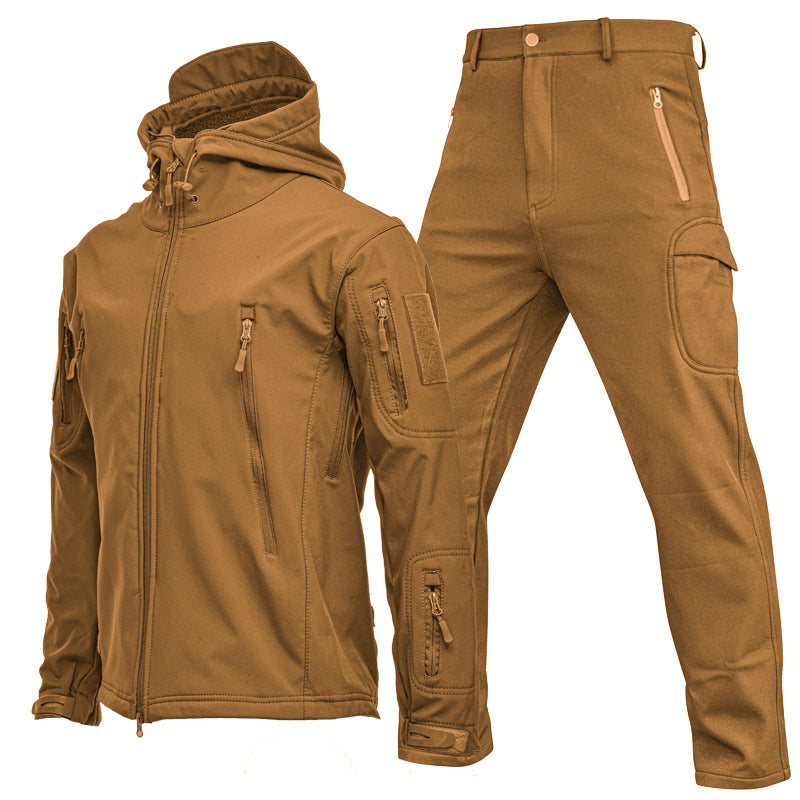Outdoor Shark Skin Soft Shell Jacket Suit Men