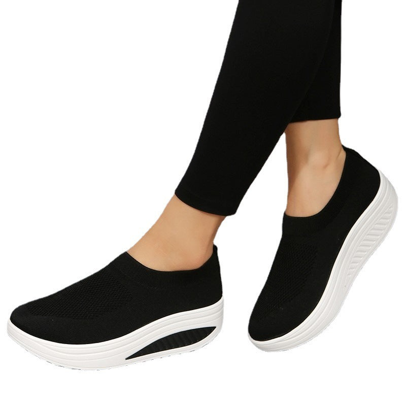 Women's Trend Thick Sole Fly Woven Breathable Mesh Casual Shoes