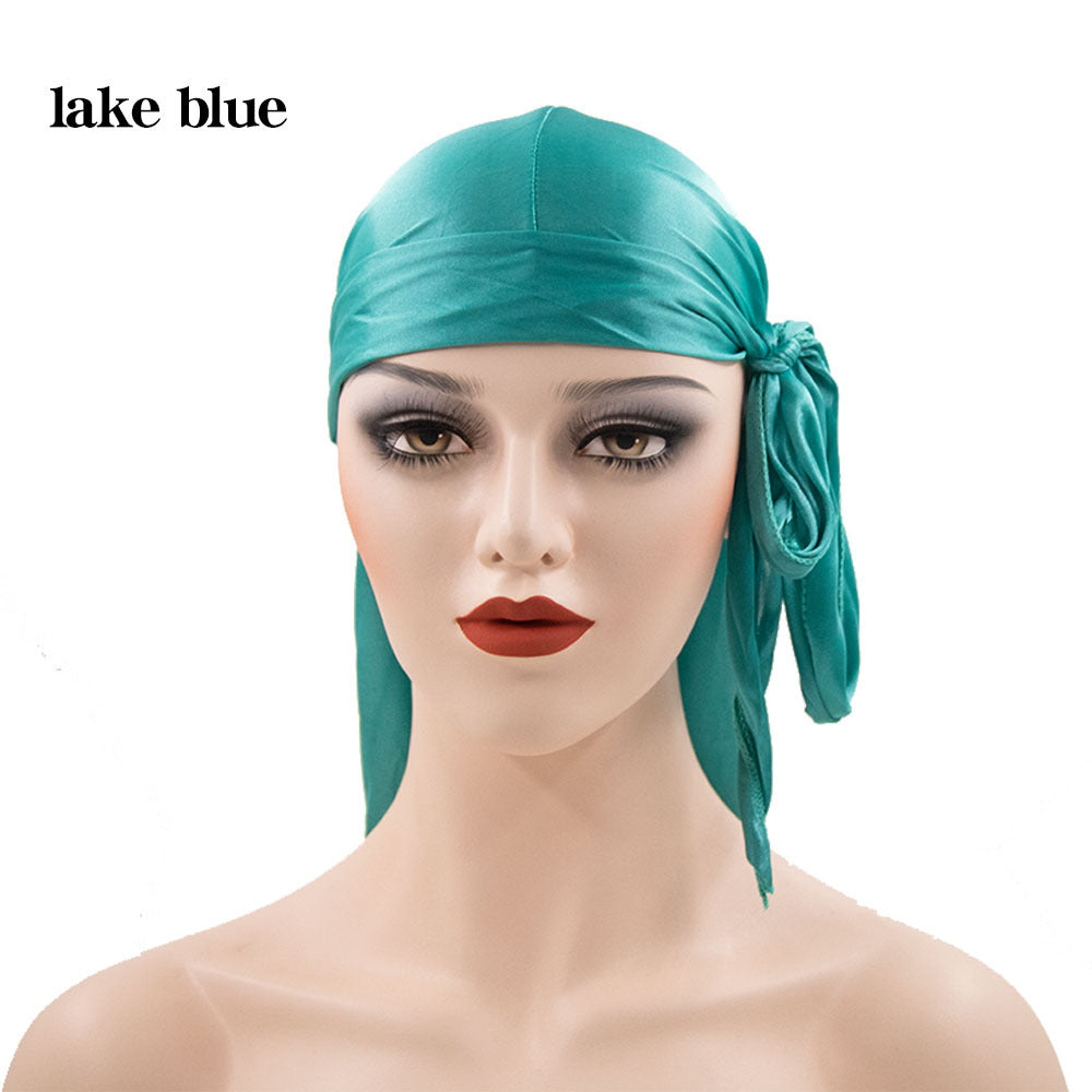 Imitation Silk Long Tail Turban Hat Silk Pirate Hat